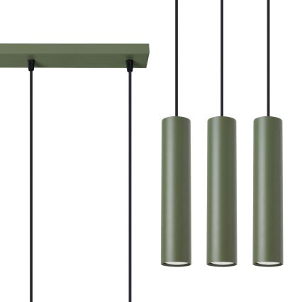 Candeeiro suspenso LAGOS 3xGU10/10W/230V verde