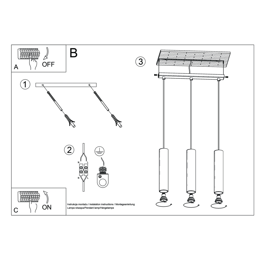 Candeeiro suspenso LAGOS 3xGU10/10W/230V verde