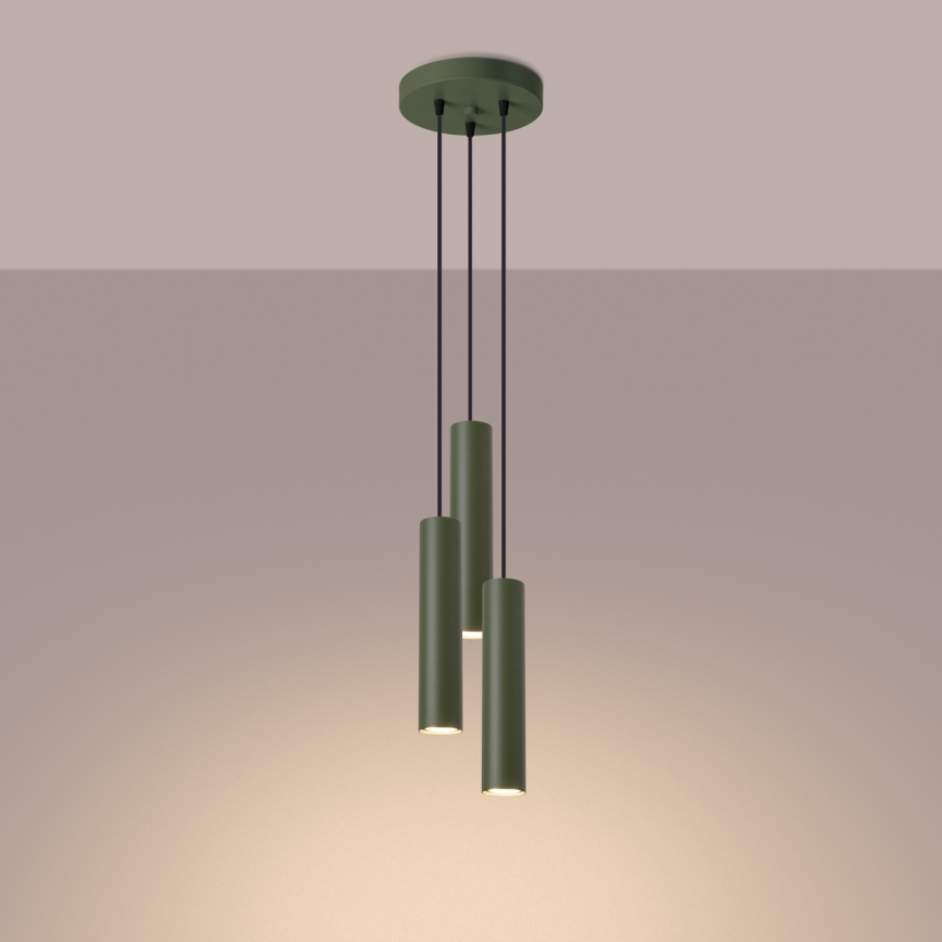 Candeeiro suspenso LAGOS 3xGU10/10W/230V verde