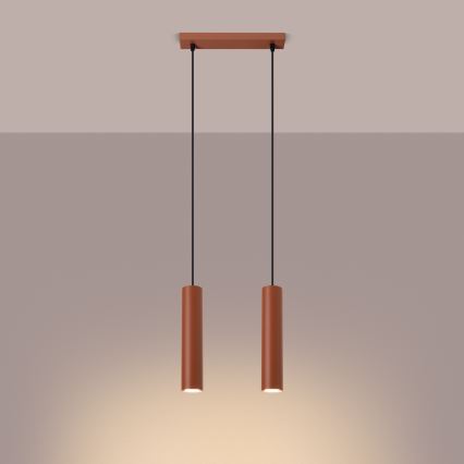 Candeeiro suspenso LAGOS 2xGU10/10W/230V vermelho