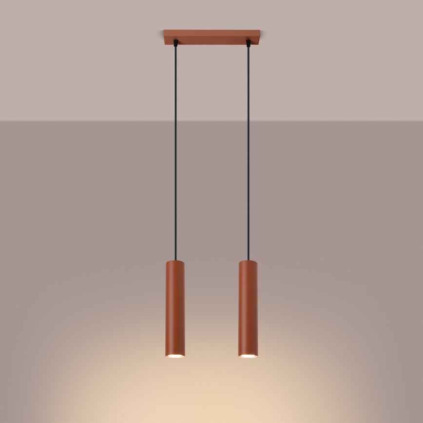 Candeeiro suspenso LAGOS 2xGU10/10W/230V vermelho