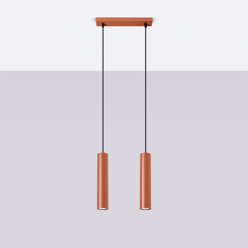 Candeeiro suspenso LAGOS 2xGU10/10W/230V vermelho