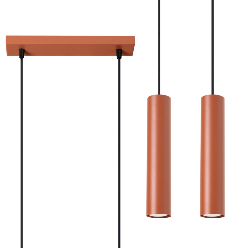 Candeeiro suspenso LAGOS 2xGU10/10W/230V vermelho