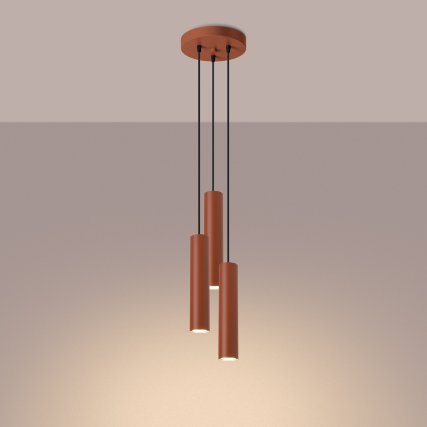 Candeeiro suspenso LAGOS 3xGU10/10W/230V vermelho