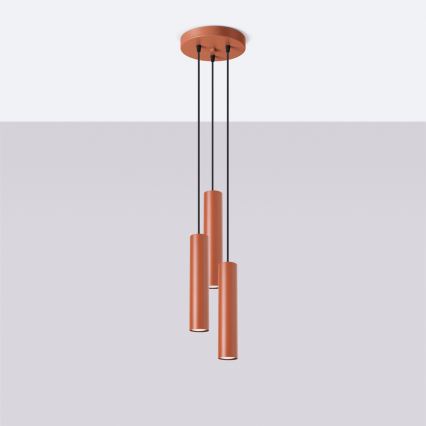 Candeeiro suspenso LAGOS 3xGU10/10W/230V vermelho