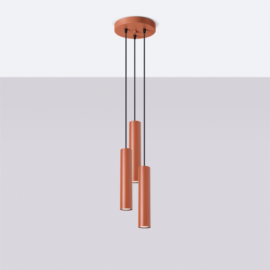 Candeeiro suspenso LAGOS 3xGU10/10W/230V vermelho
