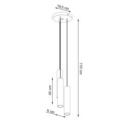 Candeeiro suspenso LAGOS 3xGU10/10W/230V vermelho