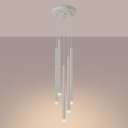 Candeeiro suspenso PASTELO 5xG9/8W/230V creme