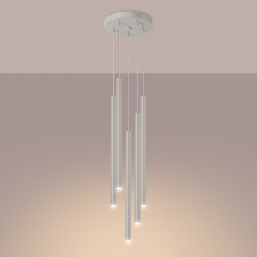 Candeeiro suspenso PASTELO 5xG9/8W/230V creme
