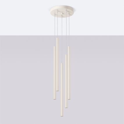 Candeeiro suspenso PASTELO 5xG9/8W/230V creme