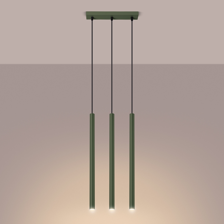Candeeiro suspenso PASTELO 3xG9/8W/230V verde