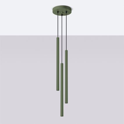 Candeeiro suspenso PASTELO 3xG9/8W/230V verde