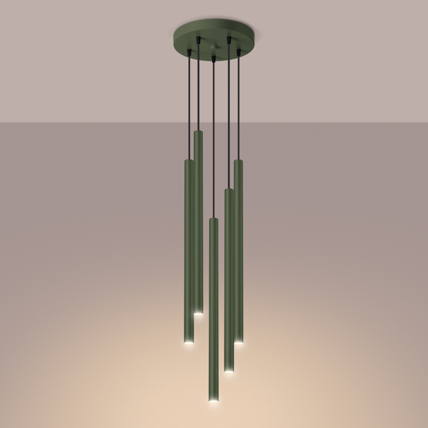 Candeeiro suspenso PASTELO 5xG9/8W/230V verde