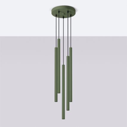 Candeeiro suspenso PASTELO 5xG9/8W/230V verde