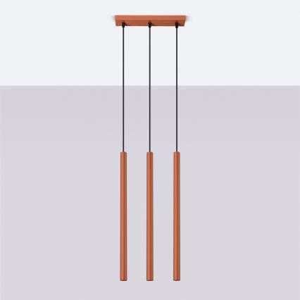 Candeeiro suspenso PASTELO 3xG9/8W/230V vermelho