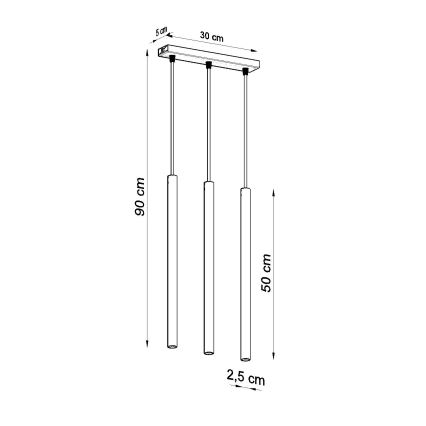 Candeeiro suspenso PASTELO 3xG9/8W/230V vermelho