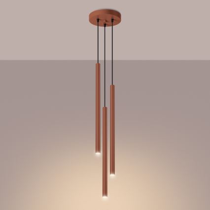 Candeeiro suspenso PASTELO 3xG9/8W/230V vermelho