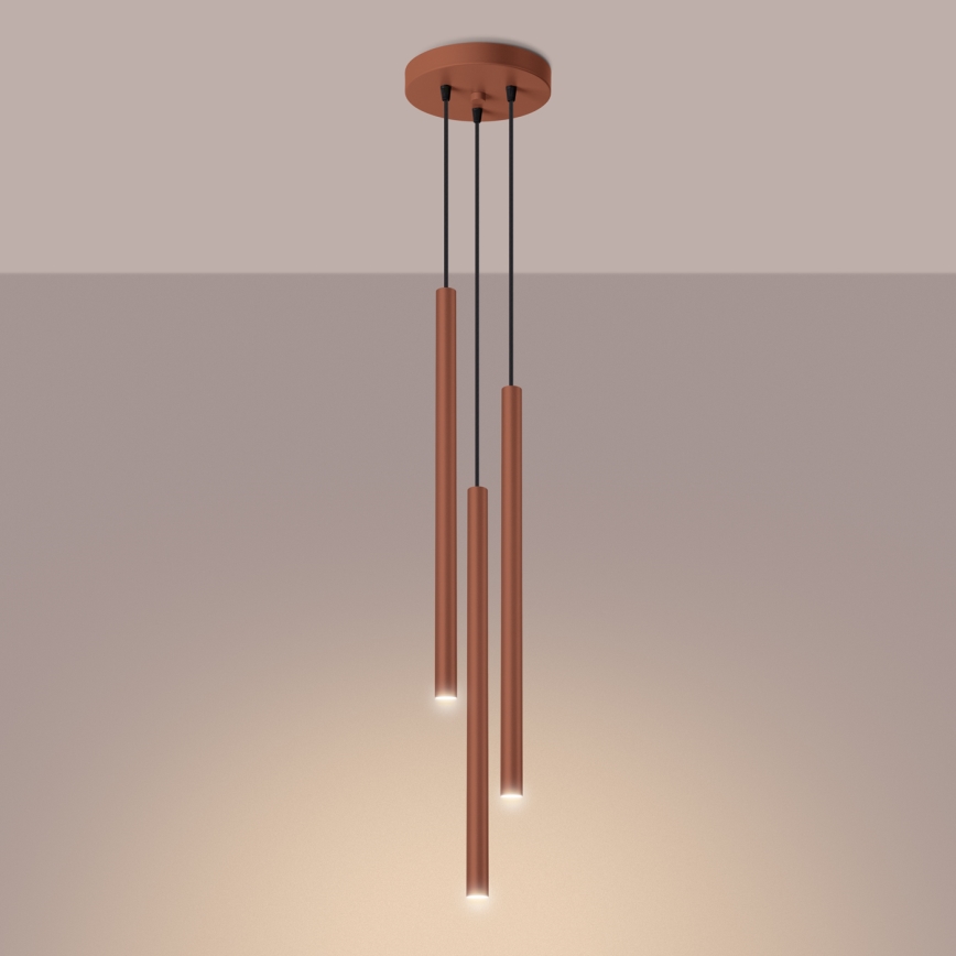 Candeeiro suspenso PASTELO 3xG9/8W/230V vermelho