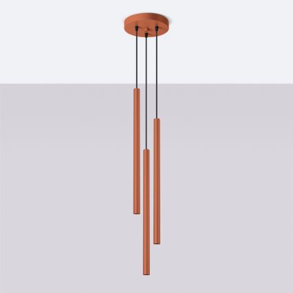 Candeeiro suspenso PASTELO 3xG9/8W/230V vermelho