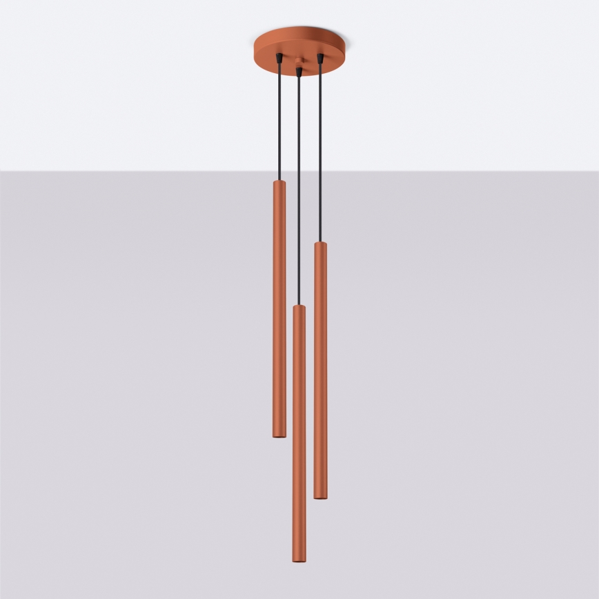 Candeeiro suspenso PASTELO 3xG9/8W/230V vermelho