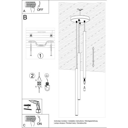 Candeeiro suspenso PASTELO 3xG9/8W/230V vermelho