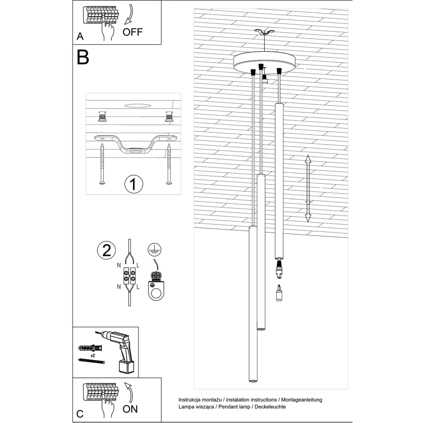 Candeeiro suspenso PASTELO 3xG9/8W/230V vermelho