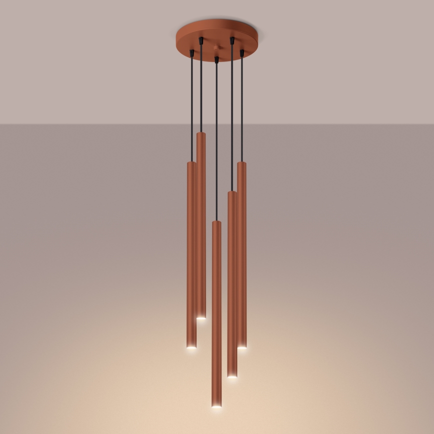 Candeeiro suspenso PASTELO 5xG9/8W/230V vermelho
