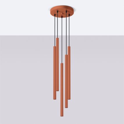 Candeeiro suspenso PASTELO 5xG9/8W/230V vermelho