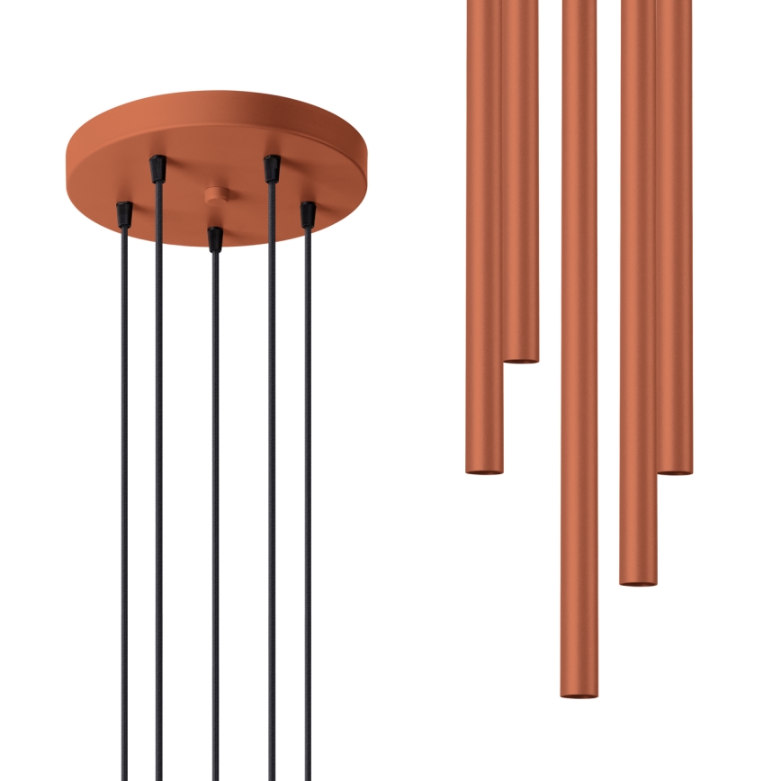 Candeeiro suspenso PASTELO 5xG9/8W/230V vermelho