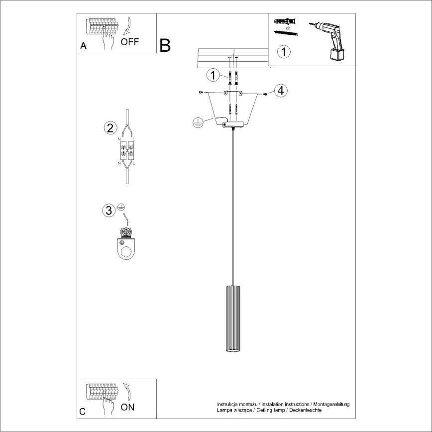 Candeeiro suspenso KARBON 1xGU10/10W/230V branco