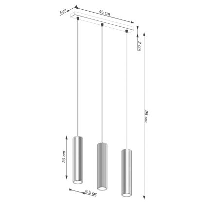 Candeeiro suspenso KARBON 3xGU10/10W/230V branco