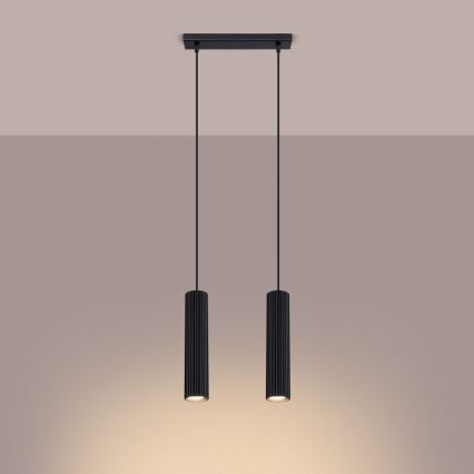 Candeeiro suspenso KARBON 2xGU10/10W/230V preto