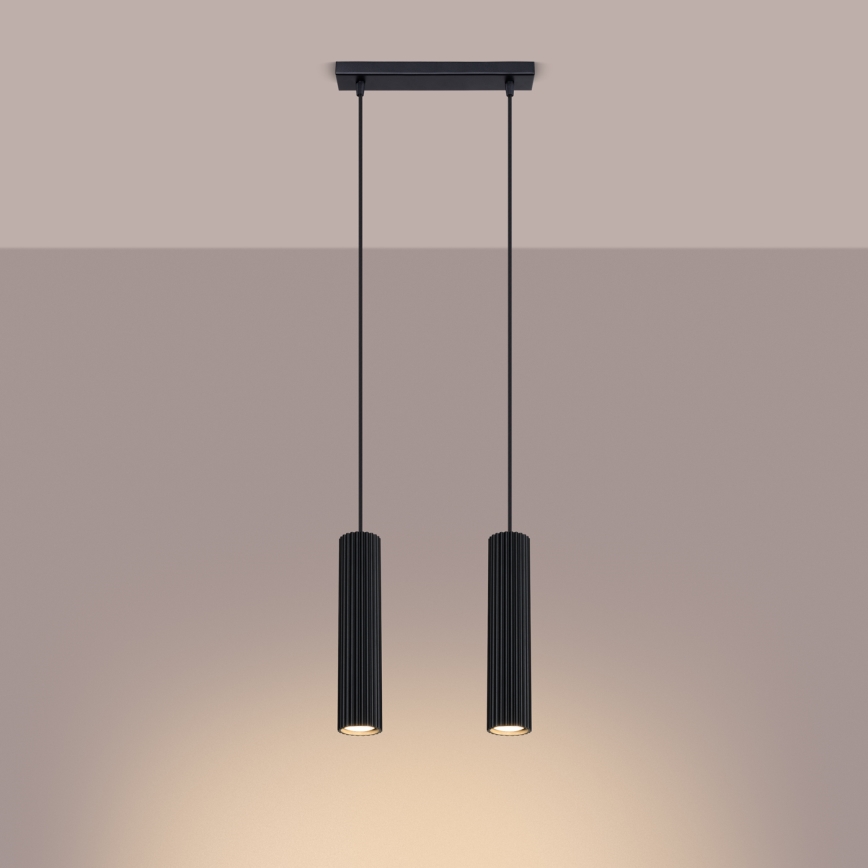 Candeeiro suspenso KARBON 2xGU10/10W/230V preto