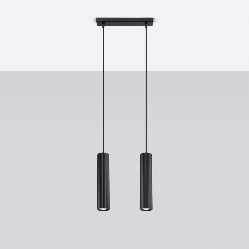 Candeeiro suspenso KARBON 2xGU10/10W/230V preto