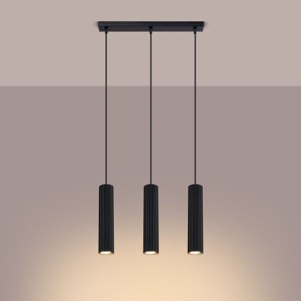 Candeeiro suspenso KARBON 3xGU10/10W/230V preto