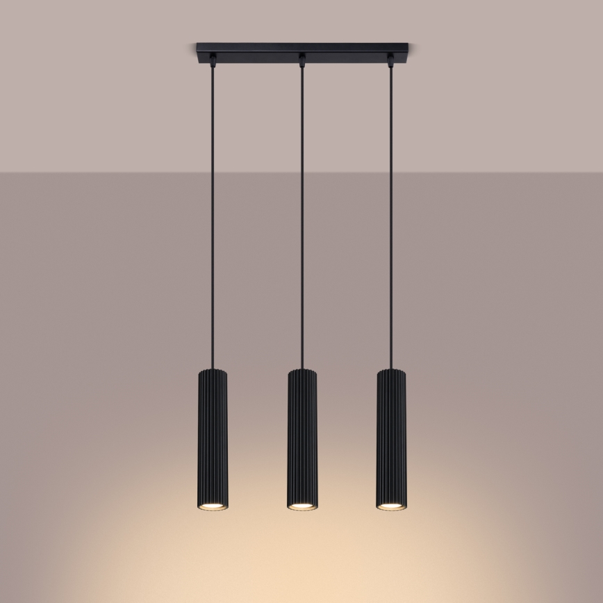 Candeeiro suspenso KARBON 3xGU10/10W/230V preto
