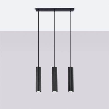 Candeeiro suspenso KARBON 3xGU10/10W/230V preto