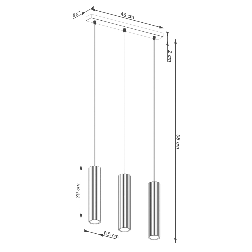 Candeeiro suspenso KARBON 3xGU10/10W/230V preto
