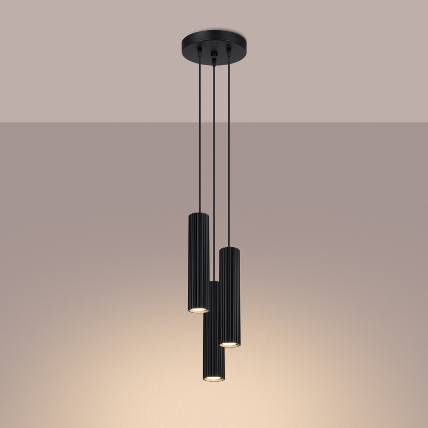 Candeeiro suspenso KARBON 3xGU10/10W/230V preto
