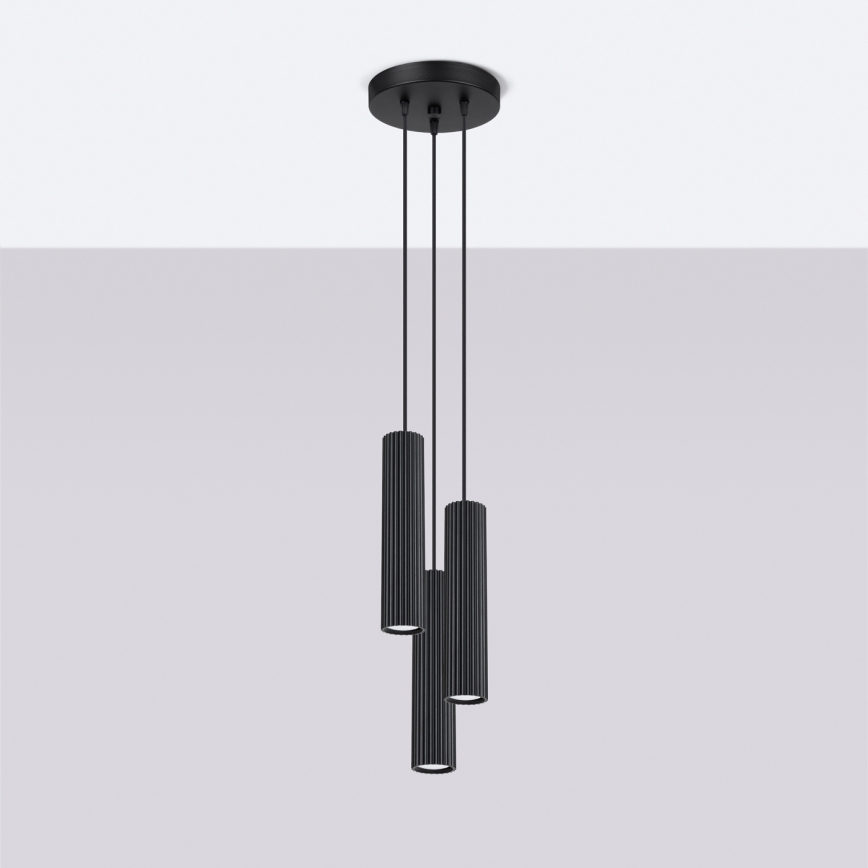 Candeeiro suspenso KARBON 3xGU10/10W/230V preto