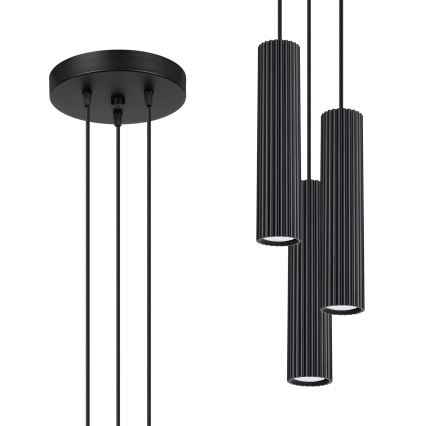 Candeeiro suspenso KARBON 3xGU10/10W/230V preto