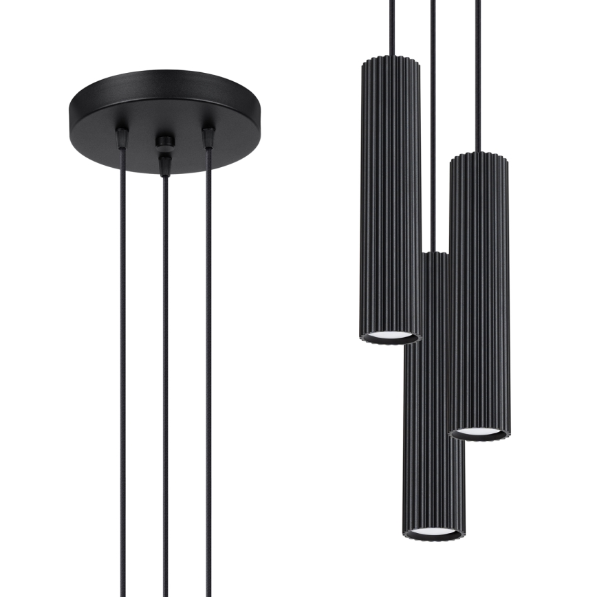 Candeeiro suspenso KARBON 3xGU10/10W/230V preto