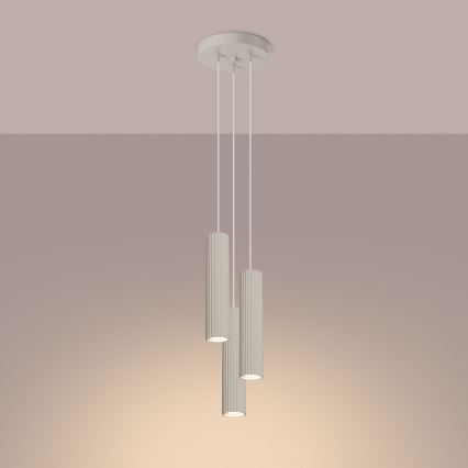 Candeeiro suspenso KARBON 3xGU10/10W/230V creme