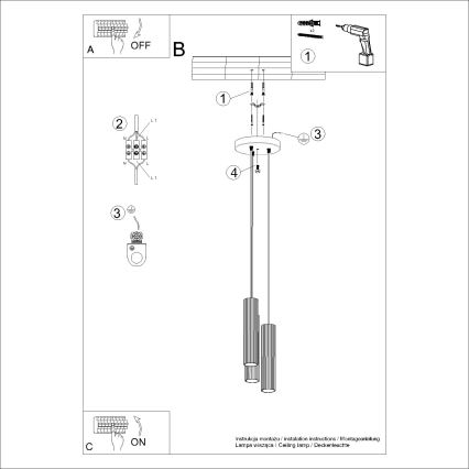 Candeeiro suspenso KARBON 3xGU10/10W/230V creme