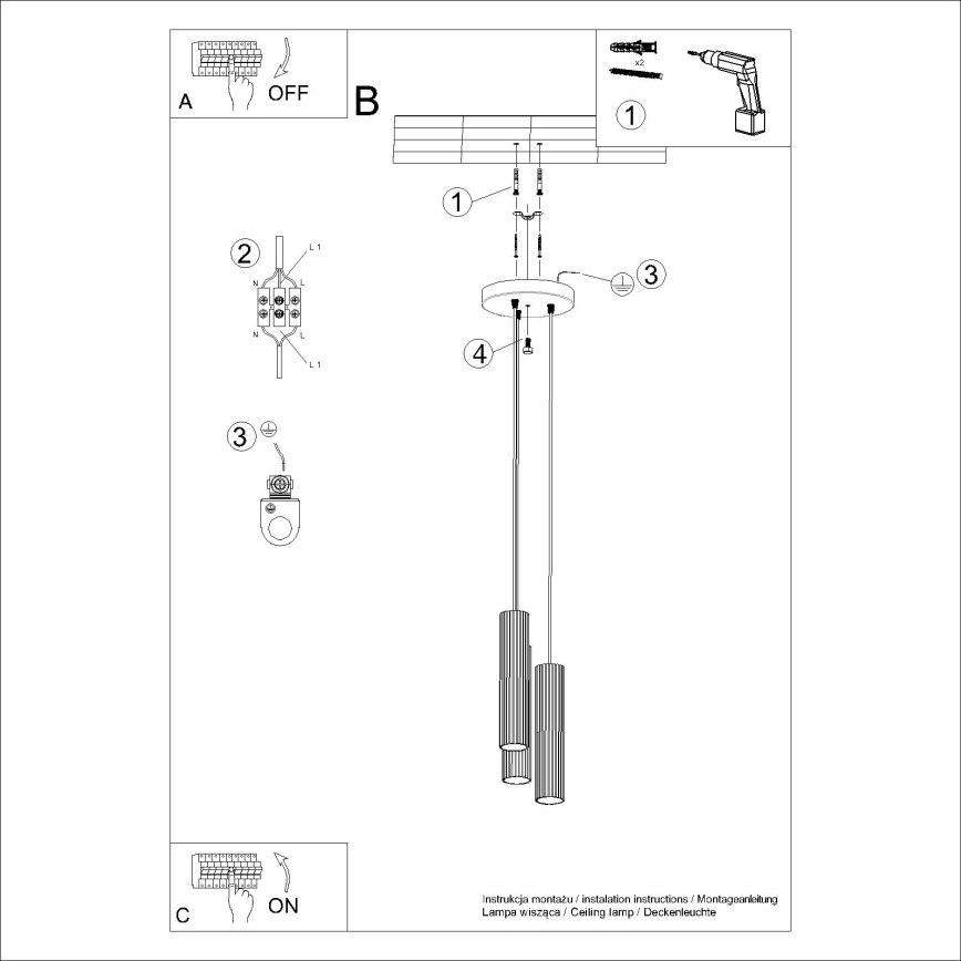 Candeeiro suspenso KARBON 3xGU10/10W/230V creme