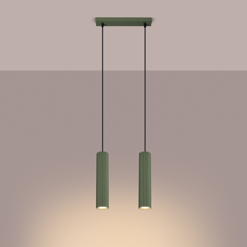 Candeeiro suspenso KARBON 2xGU10/10W/230V verde