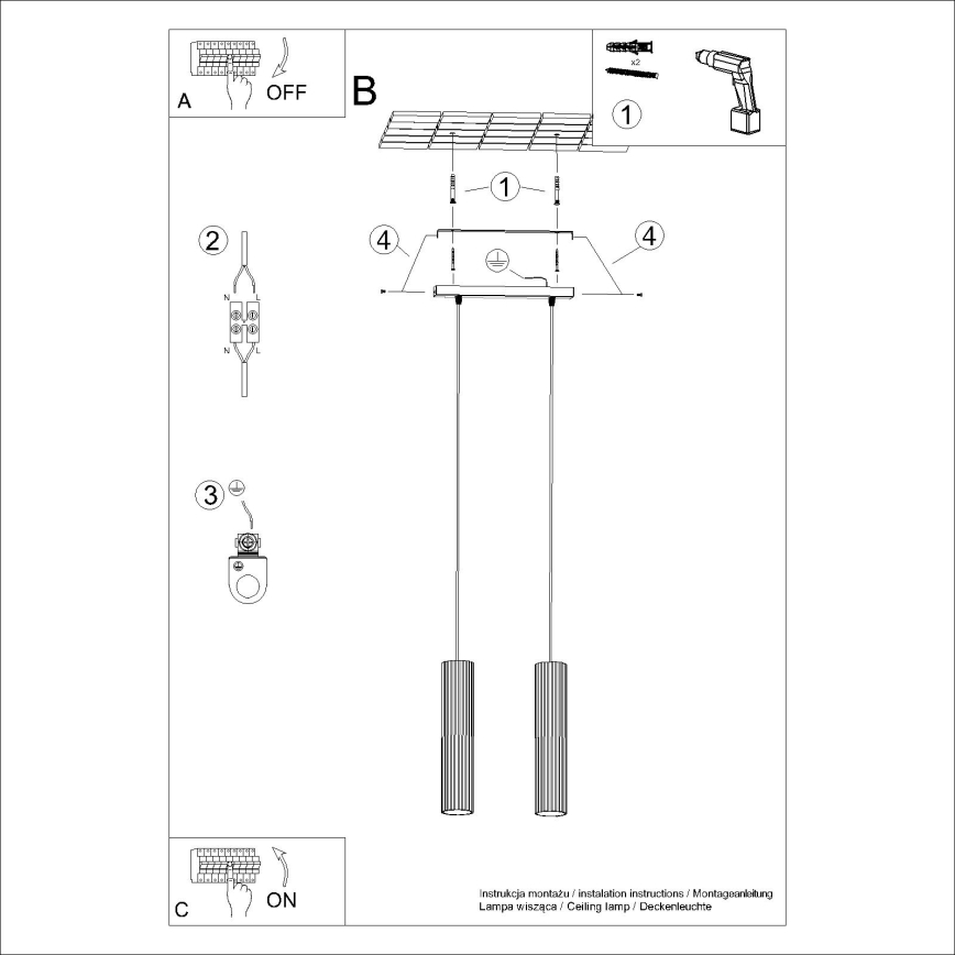 Candeeiro suspenso KARBON 2xGU10/10W/230V verde