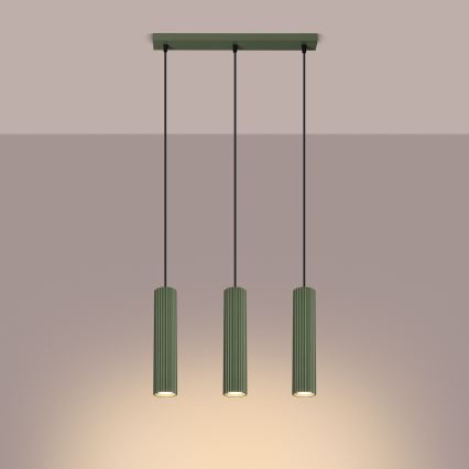 Candeeiro suspenso KARBON 3xGU10/10W/230V verde