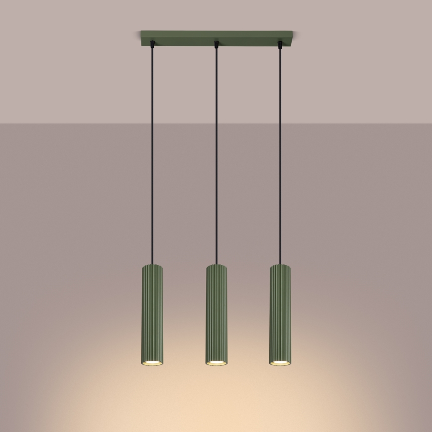 Candeeiro suspenso KARBON 3xGU10/10W/230V verde