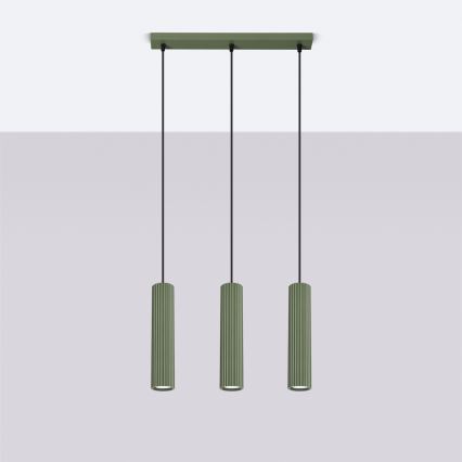 Candeeiro suspenso KARBON 3xGU10/10W/230V verde